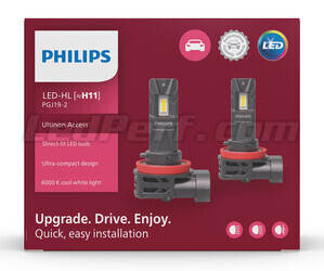 Packaging vue de devant des ampoules H11 LED Philips Ultinon Access
