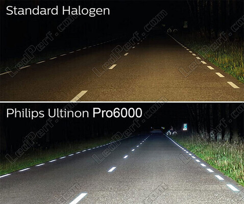 Comparatif ampoules LED H4 Philips ULTINON Pro6000 versus ampoules halogènes d'origine
