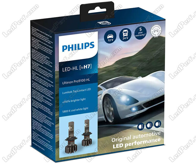 Kit Ampoules LED H7 PHILIPS Ultinon Pro9100 5800K +350%