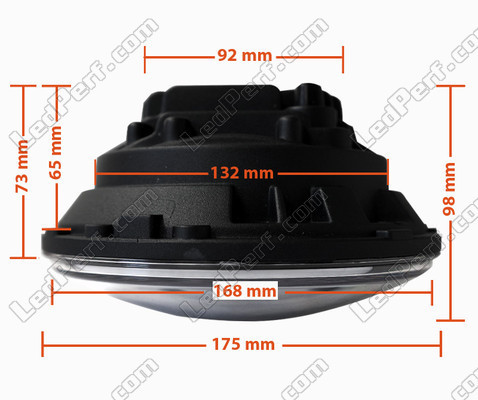 Optique Moto Full LED Noir Pour Phare Rond 7 Pouces - Type 2 Dimensions