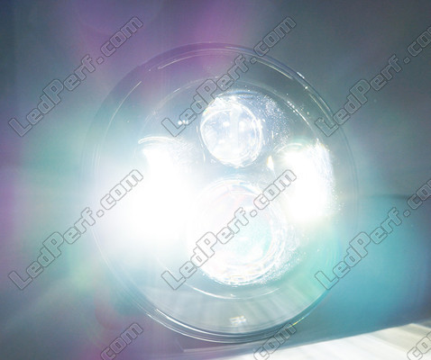 Optique Moto Full LED Noir Pour Phare Rond 7 Pouces - Type 3 Eclairage Blanc Pur