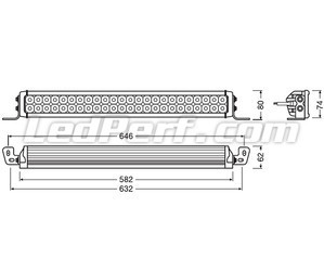 Schema van de Afmetingen LED-lichtbalk Osram LEDriving® LIGHTBAR VX500-CB
