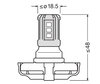 Dimensions Ampoule LED PS19W Osram LEDriving SL haute luminosité pour feux de jour - 5201DWP