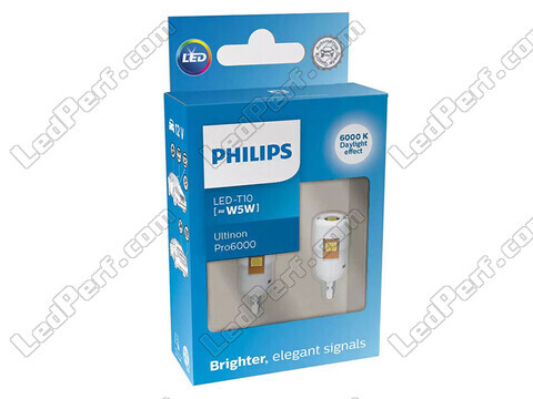 2x ampoules LED Philips W5W Ultinon PRO6000 - 12V - Blanc 6000K - 11961CU60X2