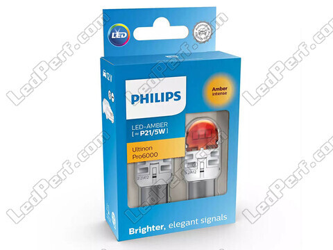 2x ledlampen Philips PY21/5W Ultinon PRO6000 - Oranje - BAY15D - 11499AU60X2