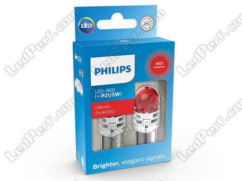 2x Philips LED-lampen P21/5W Ultinon PRO6000 - Rood - 11499RU60X2