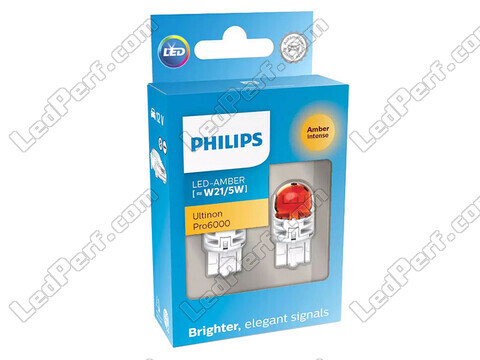 2x ledlampen Philips WY21/5W Ultinon PRO6000 - Oranje - T20 - 11066AU60X2