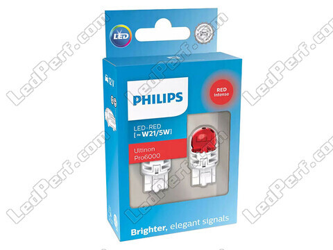 2x Philips LED-lampen W21/5W Ultinon PRO6000 - Rood - 11066RU60X2