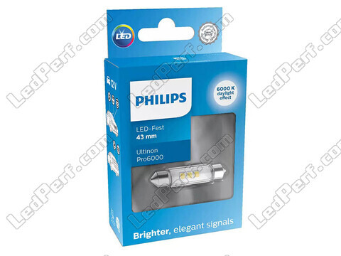 LED-soffittenlamp C10W 43mm Philips Ultinon Pro6000 koud wit 6000K - 111866CU60X1 - 12V