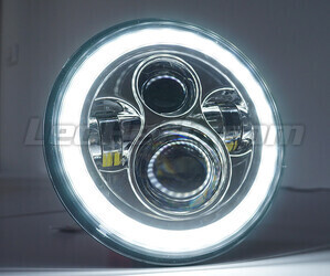 Optiek Motor Full LED Chroom voor Rond 7 inch koplamp - type 5 Angel Eye
