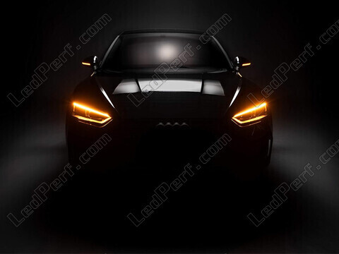Audi A3 8V vue de face équipée des clignotants dynamiques Osram LEDriving® pour rétroviseurs