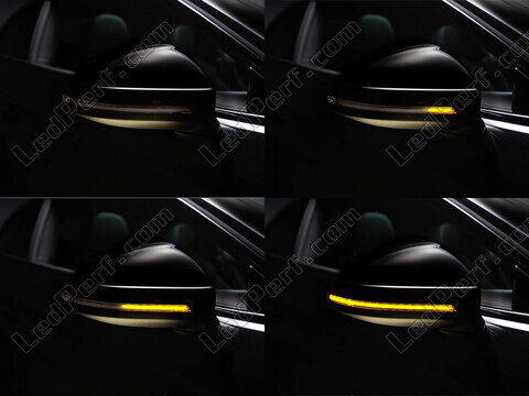 Différentes étapes du défilement de la lumière des Clignotants dynamiques Osram LEDriving® pour rétroviseurs de Audi A3 8V