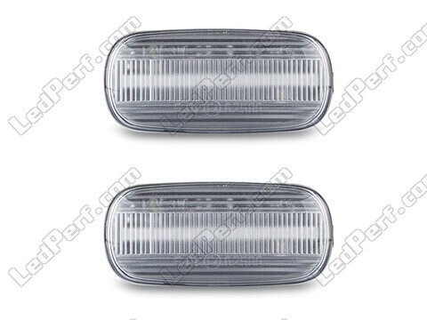 Vue de face des clignotants latéraux séquentiels à LED pour Audi A4 B7 - Couleur transparente