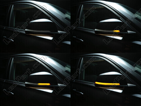 Différentes étapes du défilement de la lumière des Clignotants dynamiques Osram LEDriving® pour rétroviseurs de BMW 4 Series (F32)