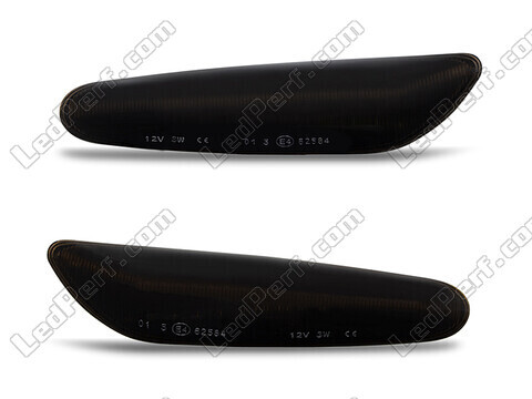 Vue de face des clignotants latéraux dynamiques à LED pour BMW Serie 5 (E60 61) - Couleur noire fumée