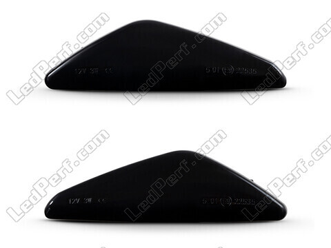Vue de face des clignotants latéraux dynamiques à LED pour BMW X6 (E71 E72) - Couleur noire fumée
