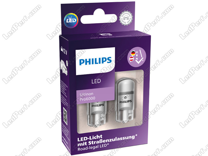 2x LED Philips homologuées pour feux de position de Citroen Jumpy