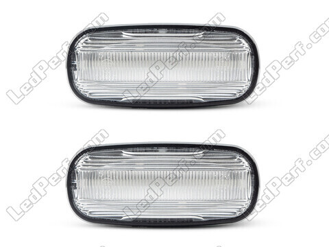 Vue de face des clignotants latéraux séquentiels à LED pour Land Rover Freelander - Couleur transparente