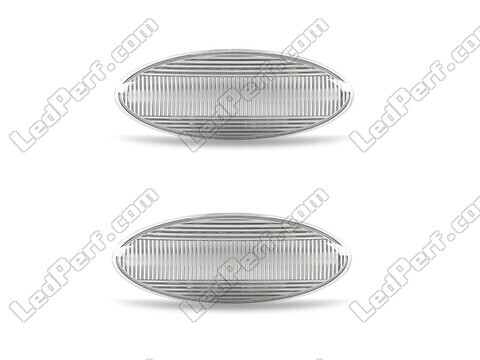 Vue de face des clignotants latéraux séquentiels à LED pour Toyota Aygo - Couleur transparente