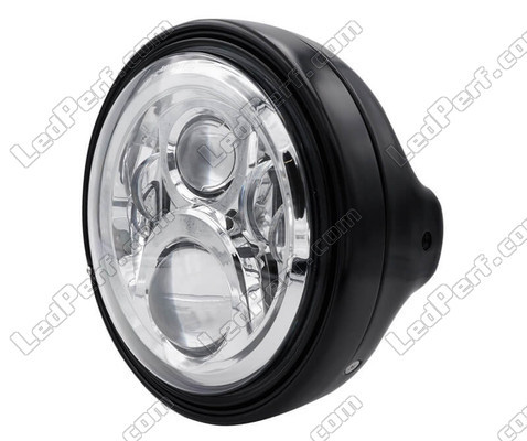 Exemple de Phare rond noir avec un optique LED chromé de Ducati Monster 1000 S2R