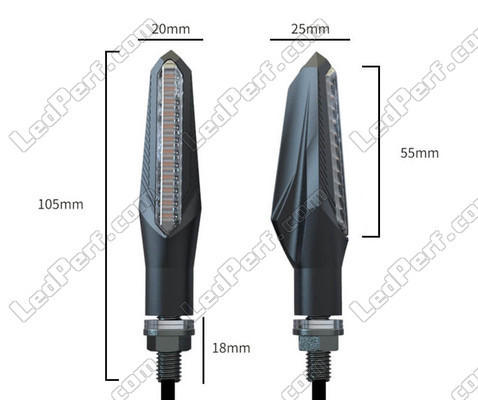 Ensemble des dimensions des Clignotants Séquentiels à LED pour Kawasaki Vulcan 900 Custom