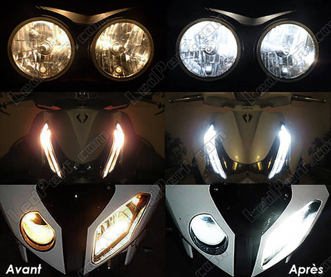 Led Veilleuses Blanc Xénon Moto-Guzzi Quota 1100 avant et après