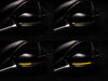 Verschillende stappen in de lichtsequentie van de dynamische knipperlichten Osram LEDriving® voor Audi A4 B9 buitenspiegels