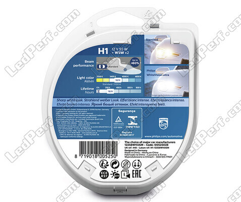 Pack de 2 ampoules H1 Philips WhiteVision ULTRA + Veilleuses - 12258WVUSM