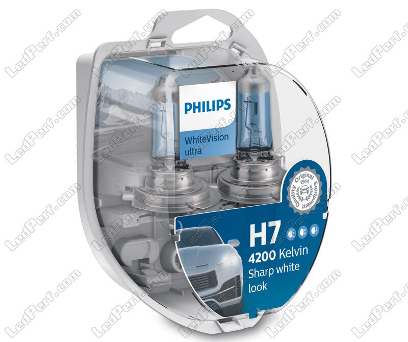 2 ampoules H7 Philips WhiteVision ULTRA + 2 W5W Offertes - 12972WVUSM