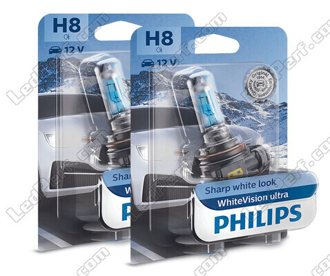 Pack de 2 ampoules H8 Philips WhiteVision ULTRA + Veilleuses - 12360WVUB1