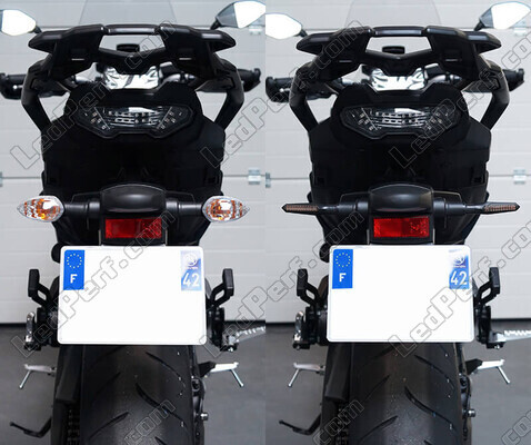 Vergelijking voor en na het overstappen op sequentiële LED knipperlichten van Indian Motorcycle Chief deluxe deluxe / vintage / roadmaster 1720 (2009 - 2013)