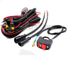 Faisceau d'alimentation moto et interrupteur de guidon pour phares additionnels LED - 2 connecteurs